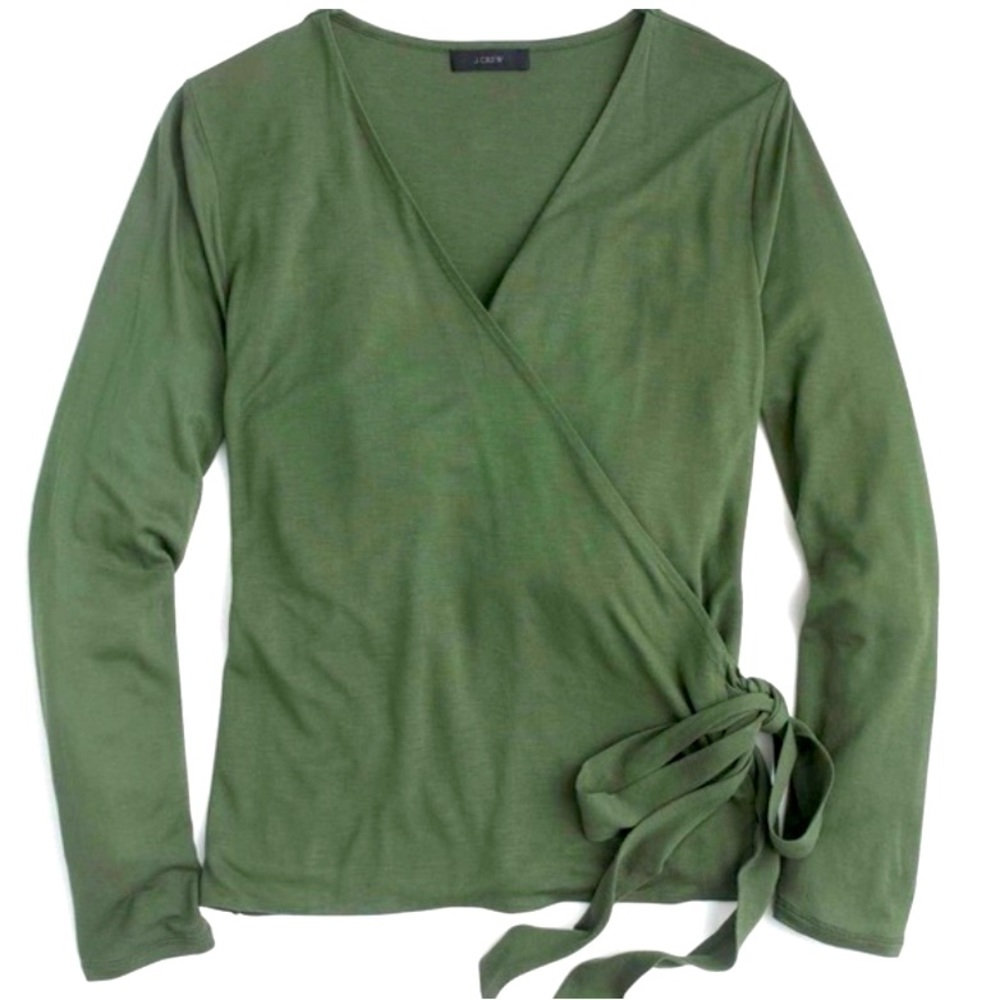 J. Crew NWT Jersey Wrap 3/4 Sleeve Tee‎ - Green